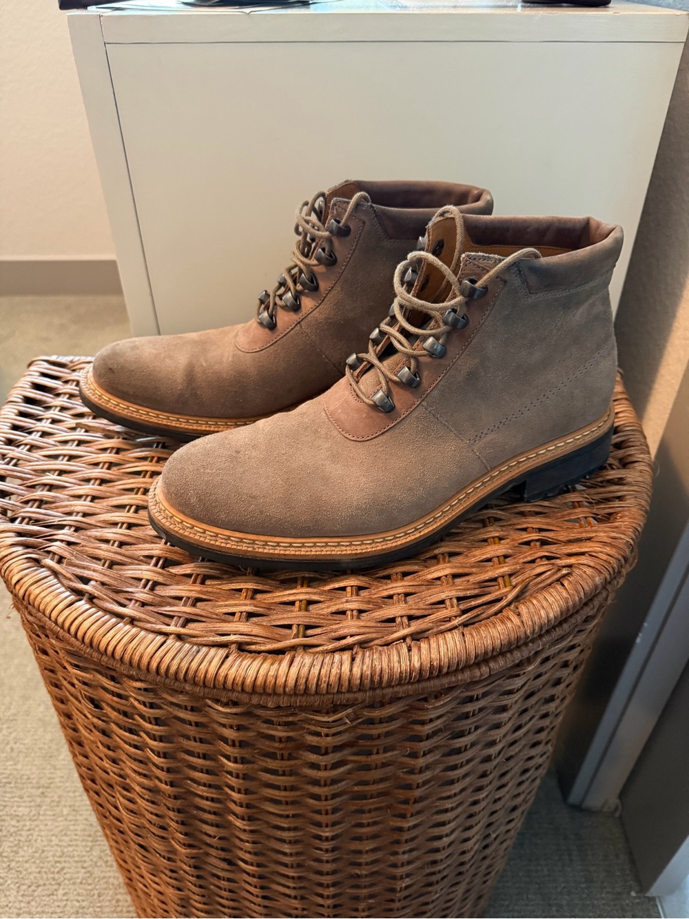 Wolverine Taupe Suede Lace-Up Ankle Boots